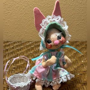 Vintage Annalee Mobilitee Doll 1965 Rabbit With Basket